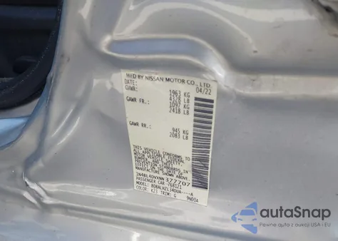 2022 Nissan Altima Sv Fwd из США, поврежденный, VIN 1N4BL4DVXNN377707